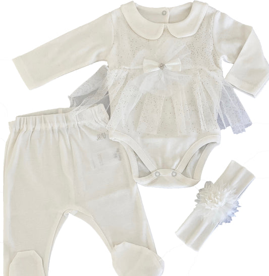 Coffret de naissance : body bébé et accessoires blancs