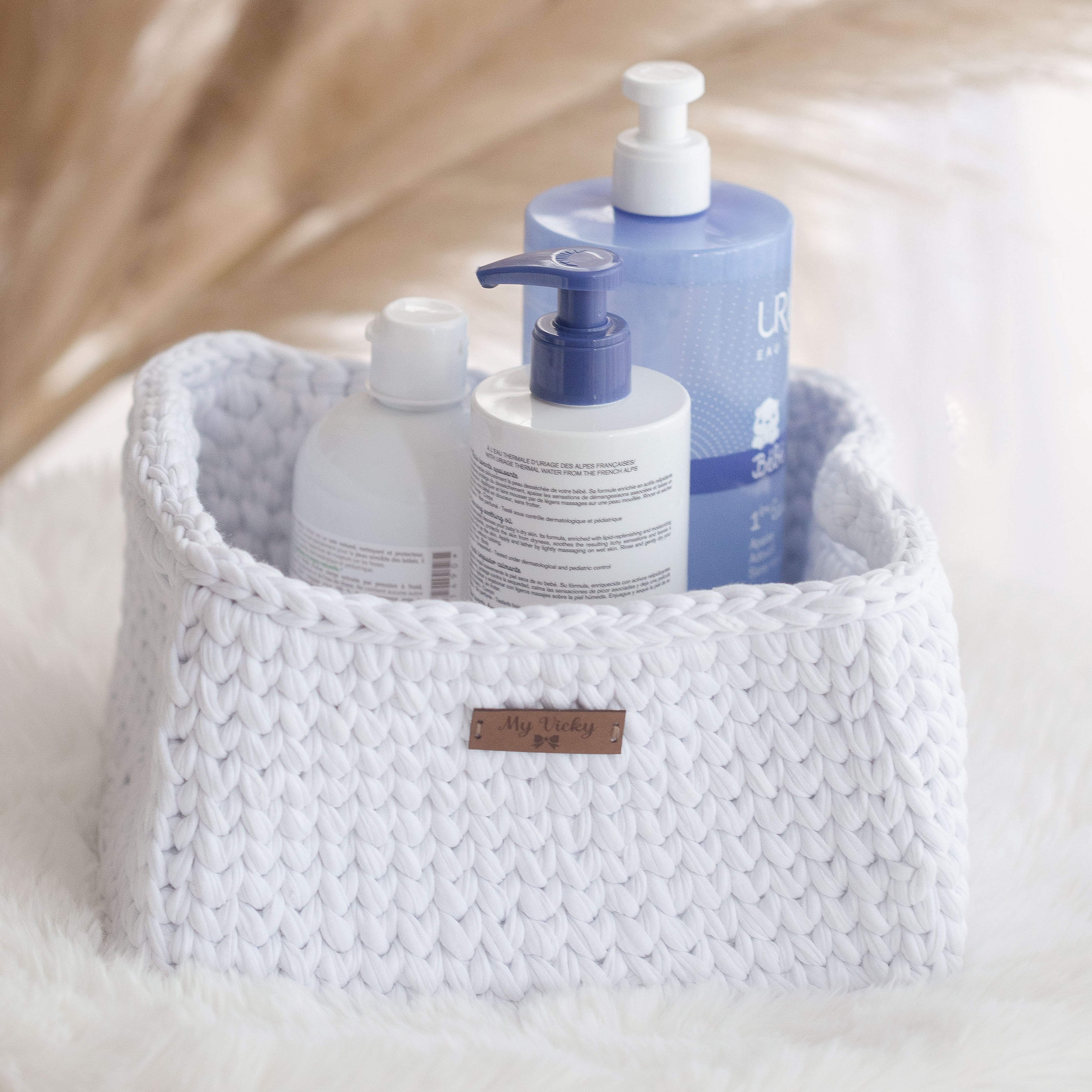 Baby storage basket Thick yarn square My Vicky Des coffrets